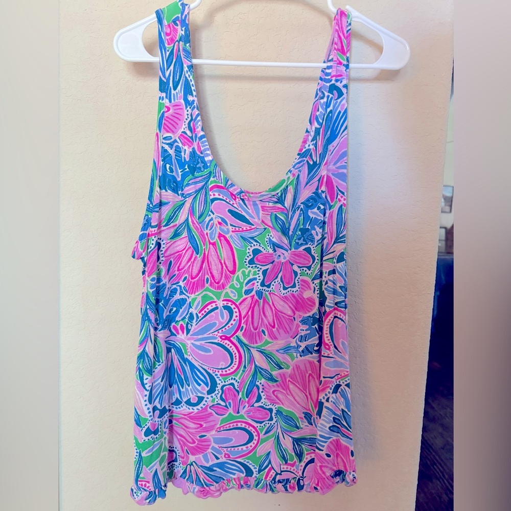 Lilly Pulitzer PJ Knit Ruffle Tank Top XXL